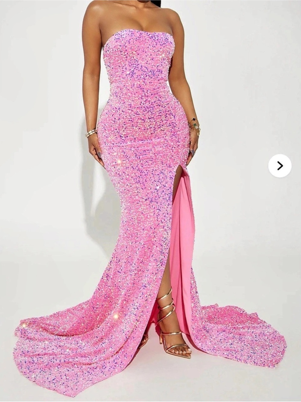 Fashion Nova Dahlia Sequin Gown Pink Strapless Maxi Dress